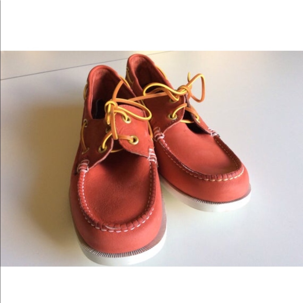 Vintage 1970s-80s Red Leather Top Siders Boat Shoe